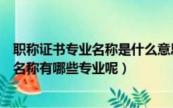 职称证书专业名称是什么意思（谁知道职称证书上面的专业名称有哪些专业呢）