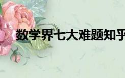 数学界七大难题知乎（数学界七大难题）