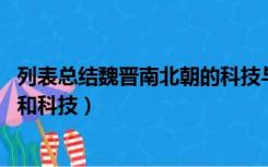列表总结魏晋南北朝的科技与文化（魏晋南北朝的思想 文化和科技）
