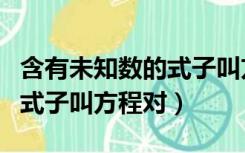含有未知数的式子叫方程对嘛（含有未知数的式子叫方程对）