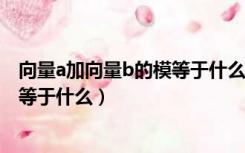 向量a加向量b的模等于什么?怎么推导（向量a加向量b的模等于什么）