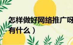 怎样做好网络推广呀（怎样做网络推广 方法有什么）