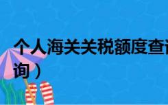 个人海关关税额度查询（中国海关个人额度查询）