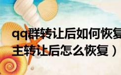 qq群转让后如何恢复自己的群主身份（qq群主转让后怎么恢复）