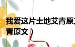 我爱这片土地艾青原文摘抄（我爱这片土地艾青原文）