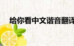 给你看中文谐音翻译（给你看中文谐音）