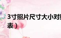 3寸照片尺寸大小对照表（3寸照片尺寸对照表）