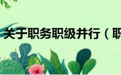 关于职务职级并行（职务职级并行最新消息）