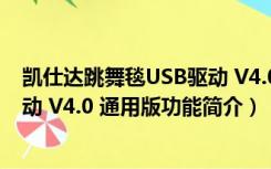 凯仕达跳舞毯USB驱动 V4.0 通用版（凯仕达跳舞毯USB驱动 V4.0 通用版功能简介）