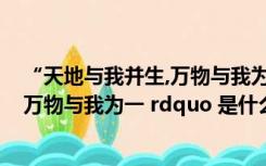 “天地与我并生,万物与我为一”（ldquo 天地与我并生 而万物与我为一 rdquo 是什么意思）