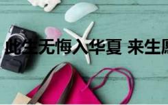 此生无悔入华夏 来生愿在种花家 一类的标语