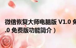 微信恢复大师电脑版 V1.0 免费版（微信恢复大师电脑版 V1.0 免费版功能简介）