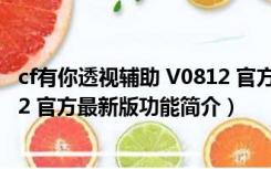 cf有你透视辅助 V0812 官方最新版（cf有你透视辅助 V0812 官方最新版功能简介）