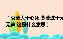 “哀莫大于心死,悲莫过于无声”（哀莫大于心死 悲莫过于无声 这是什么意思）