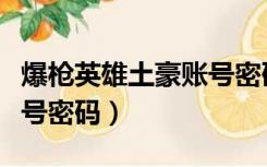 爆枪英雄土豪账号密码忘了（爆枪英雄土豪账号密码）