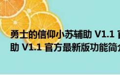 勇士的信仰小苏辅助 V1.1 官方最新版（勇士的信仰小苏辅助 V1.1 官方最新版功能简介）