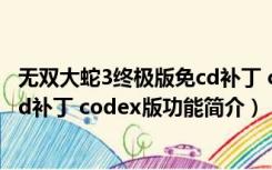 无双大蛇3终极版免cd补丁 codex版（无双大蛇3终极版免cd补丁 codex版功能简介）