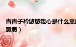 青青子衿悠悠我心是什么意思啊（悠悠我心青青子衿是什么意思）