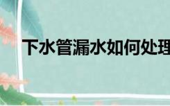 下水管漏水如何处理（水管漏水怎么办）