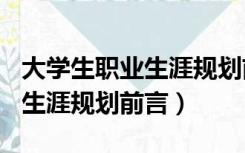 大学生职业生涯规划前言300字（大学生职业生涯规划前言）