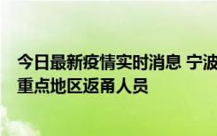 今日最新疫情实时消息 宁波昨日新增确诊病例1例，为省外重点地区返甬人员