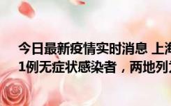 今日最新疫情实时消息 上海新增社会面1例本土确诊病例、1例无症状感染者，两地列为中风险区