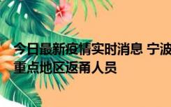 今日最新疫情实时消息 宁波昨日新增确诊病例1例，为省外重点地区返甬人员