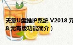 天意U盘维护系统 V2018 元宵版（天意U盘维护系统 V2018 元宵版功能简介）