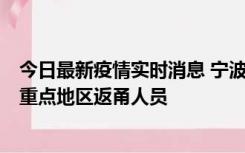 今日最新疫情实时消息 宁波昨日新增确诊病例1例，为省外重点地区返甬人员