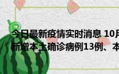 今日最新疫情实时消息 10月13日0—21时，新疆乌鲁木齐新增本土确诊病例13例、本土无症状感染者140例