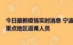 今日最新疫情实时消息 宁波昨日新增确诊病例1例，为省外重点地区返甬人员