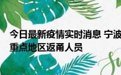 今日最新疫情实时消息 宁波昨日新增确诊病例1例，为省外重点地区返甬人员