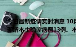 今日最新疫情实时消息 10月13日0—21时，新疆乌鲁木齐新增本土确诊病例13例、本土无症状感染者140例