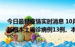 今日最新疫情实时消息 10月13日0—21时，新疆乌鲁木齐新增本土确诊病例13例、本土无症状感染者140例