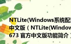 NTLite(Windows系统配置与优化工具) V2.3.4.8673 官方中文版（NTLite(Windows系统配置与优化工具) V2.3.4.8673 官方中文版功能简介）