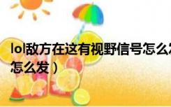 lol敌方在这有视野信号怎么发消息（lol敌方在这有视野信号怎么发）