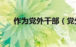 作为党外干部（党外干部是什么意思）