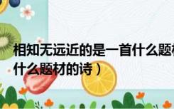 相知无远近的是一首什么题材的诗词（相知无远近的是一首什么题材的诗）