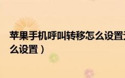 苹果手机呼叫转移怎么设置无法接通（苹果手机呼叫转移怎么设置）