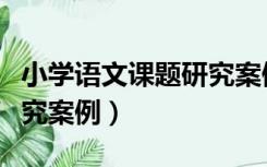 小学语文课题研究案例精选（小学语文课例研究案例）