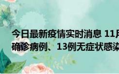 今日最新疫情实时消息 11月11日0-10时，宁波市新增4例确诊病例、13例无症状感染者，均在集中隔离点检出