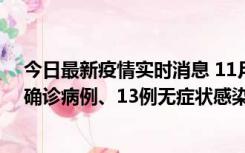 今日最新疫情实时消息 11月11日0-10时，宁波市新增4例确诊病例、13例无症状感染者，均在集中隔离点检出