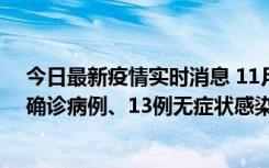 今日最新疫情实时消息 11月11日0-10时，宁波市新增4例确诊病例、13例无症状感染者，均在集中隔离点检出