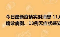 今日最新疫情实时消息 11月11日0-10时，宁波市新增4例确诊病例、13例无症状感染者，均在集中隔离点检出