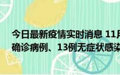 今日最新疫情实时消息 11月11日0-10时，宁波市新增4例确诊病例、13例无症状感染者，均在集中隔离点检出