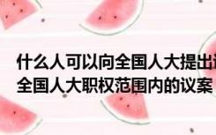 什么人可以向全国人大提出议案（可以向全国人大提出属于全国人大职权范围内的议案）