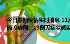 今日最新疫情实时消息 11月11日0-10时，宁波市新增4例确诊病例、13例无症状感染者，均在集中隔离点检出