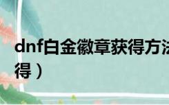 dnf白金徽章获得方法（DNF白金徽章怎么获得）