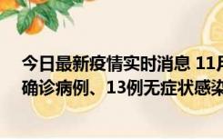 今日最新疫情实时消息 11月11日0-10时，宁波市新增4例确诊病例、13例无症状感染者，均在集中隔离点检出