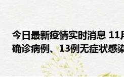 今日最新疫情实时消息 11月11日0-10时，宁波市新增4例确诊病例、13例无症状感染者，均在集中隔离点检出